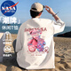 NASA MARVEL短袖T恤夏季男士半截袖休閑美式潮牌寬松圓領(lǐng)上衣 白色 XL