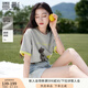 香影【小熊奇遇T】灰色短袖t恤女夏2025新款寬松落肩撞色刺繡上衣 熔巖灰色 M 160/84A/95-110斤