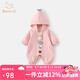 班喜迪嬰兒衣服秋裝嬰幼兒連體衣女寶寶連帽哈衣洋氣外套春秋超萌外出服 粉色 80cm