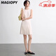 MAGIOPY國際奢侈品牌女裝高檔無袖百褶連衣裙夏季新款收腰通勤氣質(zhì)短裙女 米白色 S