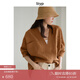 旅途原品（ltyp）真絲襯衫女可水洗皺感干絲無領(lǐng)蝙蝠袖夏季寬松百搭襯衣 琥珀橘-可水洗真絲 S （現(xiàn)貨）