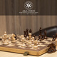 A&A/領(lǐng)御國際象棋跳棋套裝兒童高檔實(shí)木棋盒便攜可折疊棋盤(pán)比賽專(zhuān)用chess 胡桃木棋盤(pán)松木邊框(加重款)