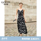 歌莉婭真絲連衣裙女新款夏季桑蠶絲吊帶裙高端長裙1C5L4K690 87D黑白鳶尾花印花 M
