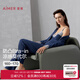 愛慕（Aimer）春夏睡美人睡衣女莫代爾長袖開衫帶胸墊吊衣九分褲三件套AM46A851 鳶尾藍(lán)-AM46A851 L 170