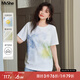 MsShe【珠地棉暈染印花短袖T恤】大碼女裝2025夏裝胖mm巨顯瘦上衣 A款-純白色現(xiàn)貨 3XL