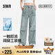 森馬（Semir）森柔牛仔|商場(chǎng)同款牛仔褲女抽繩工裝褲2025夏闊腿褲103325124007