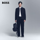 BOSS博斯【禮物】【羊皮革】男士2025秋季新款常規版型夾克皮衣 404-深藍色 S (46A)
