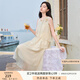 香影藍色海邊連衣裙女無袖2025夏裝新款不規(guī)則荷葉邊航海系沙灘裙 鷺白 M 160/84A/95-110斤