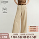 艾諾絲雅詩(shī)【商場(chǎng)同款】2025秋季新品百搭丹寧長(zhǎng)絨棉直筒牛仔褲子女40713203 淺咖色 M