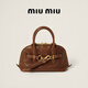 MiuMiu【禮物】繆繆女士Aventure Nappa羊皮革小號手提包 橡木色