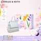 CHARLES&KEITH時尚拼色編織雙肩背包女生日禮物七夕禮物CK11-60782356 Sea Salt Blue海鹽藍(lán)/米色 R
