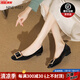 NINE WEST品牌方頭單鞋女2025秋季新款上班通勤真皮法式女鞋配裙子船鞋 黑色 尺碼偏小建議拍大一碼 34