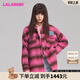 LALABOBO多巴胺格紋外套女秋季新款韓版寬松顯瘦加厚上衣LBDC-WSHW12 粉色厚款 M