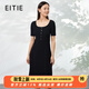 愛特愛（EITIE）a字針織連衣裙夏季新款修身顯瘦通勤百搭中長裙B2201908 黑色20 M 160