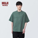 無(wú)印良品（MUJI）男式 涼感 亨利領(lǐng)短袖T恤 男士打底衫男款涼感物語(yǔ)AC1W6C4S 煙熏綠色 M （170/92A）