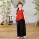 DOMIAMIAKIDS2025新款寶寶表演服禮服兒童漢服改良夏季男女童古裝短袖唐裝 女童（套裝） 100 【建議身高91-100cm】