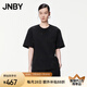 JNBY/江南布衣夏季女裝T恤純棉寬松滿印兔子女短袖通勤5O4113780 011/炭黑 S