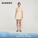 SANDRO【博主同款】24春秋款女裝法式氣質荷葉邊短款連衣裙SFPRO03117 淡褐色 36