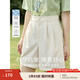 茵曼（INMAN）冰氧吧涼感百慕大休閑褲女2025年夏新款高腰顯瘦寬松A字短褲 淺杏色 28