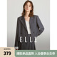 ELLE法式設(shè)計感寬松拼接格子西裝女2024春裝新款百褶半身裙套裝 中灰（上裝） M