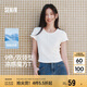 森馬（Semir）短袖t恤女短款修身圓領(lǐng)內(nèi)搭25夏涼感收腰V領(lǐng)上衣辣妹109325100006