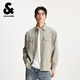 杰克·瓊斯（JACK&JONES）男裝秋季新款商務(wù)休閑通勤金屬logo寬松翻領(lǐng)襯衫外套2253O3005 C02倫敦霧 常規 L