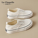 拉夏貝爾女鞋休閑帆布鞋新款透氣輕便校園風(fēng)時(shí)尚百搭軟底板鞋 米色  36