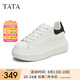 他她（TATA）小白鞋2025夏季新款奶油泡泡厚底女鞋增高松糕鞋板鞋 白/黑（刺繡版） 36