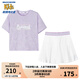 Skechers斯凱奇童裝女童針織短袖短裙夏季套裝兒童戶外舒適T恤衫P224G043 淺雪青色/00EW 150 cm