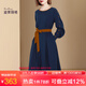 迪菲麗格法式純色長(zhǎng)袖連衣裙女2024新款春裝赫本風(fēng)別致系帶收腰顯瘦毛衣裙 圖片色 L （圖片色  9月20日前發(fā)貨）