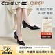 康莉（COMELY）單鞋女春秋季空氣棉軟底簡(jiǎn)約舒適粗跟通勤職業(yè)工作鞋 黑色 38 
