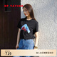 EP雅瑩女裝 棉質(zhì)時(shí)尚圓領(lǐng)正肩字母印花短袖T恤衫2025夏季新品5313A 灰色 XL
