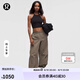 lululemon丨Crinkle Nylon 女士褶皺尼龍寬松款工裝褲 LW5HJKS 深卡其 線上專售 M
