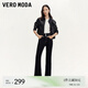 VEROMODA牛仔褲女2024早秋新款高腰提臀加絨長(zhǎng)褲微喇復(fù)古通勤百搭 黑牛仔色 175/76A/XL