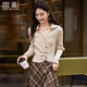 香影針織衫女長(cháng)袖2026春裝新款套頭復古修身收腰v字翻領(lǐng)正肩上衣 米咖 M