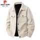皮爾卡丹（pierre cardin）工裝夾克男秋冬季潮流休閑翻領(lǐng)加厚燈芯絨外套男衣服 米色 4XL
