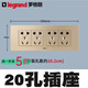 羅格朗（LEGRAND）118型20孔插座 尚超風金色二十孔四位10A五孔原十二孔插座面板