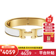 愛馬仕手鐲 新款合金琺瑯手鐲小號(hào) 窄款經(jīng)典H扣手鐲男女同款 生日禮物 白色-黃金色