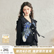 兩三事梵高v領(lǐng)針織馬甲女春季2025新款無袖毛衣綁帶背心 銀河甜心 黑色-y L