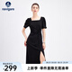 Navigare意大利小帆船女士連衣裙25春季新品修身時(shí)尚中長(zhǎng)裙時(shí)尚氣質(zhì)裙裝女 暗夜黑 XL