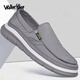 Walker Shop 布鞋男2025新款夏季透氣冰絲速干輕便休閑鞋防臭一腳蹬帆布鞋男 灰色 40