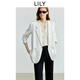 LILY2025秋新款萊賽爾亞麻老錢(qián)風(fēng)休閑百搭職業(yè)通勤長(cháng)袖西裝外套女 601白色 M