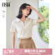 歐莎（OSA）純色V形polo領(lǐng)t恤衫女士夏季衣服2025新款短袖高檔顯瘦減齡上衣 米白色 M