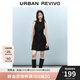 UR2025春季新款女摩登氣質褶皺收腰顯瘦無袖連衣裙UYY750030 黑色 S