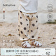 babylove兒童褲子夏季薄款純棉透氣吸汗寶寶防蚊褲燈籠褲波點(diǎn)褲子長褲 時光波點(diǎn)-卡其 90 cm