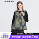 S.DEER圣迪奧春季女裝百搭時尚個性雙排扣抽褶無袖馬甲S22181601 暗黃綠/08 M 165