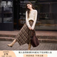香影美拉德咖色格紋半身裙女2025秋裝新款獨(dú)特別致不規(guī)則高腰裙子 咖色 S