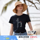 哈吉斯（HAZZYS）女裝 夏款女士大狗圖案圓領(lǐng)T恤衫女ASTSE0BBE52 藏青色NV L (165/88A 40)