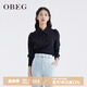 OBEG歐碧倩新復(fù)古回潮秋季時尚簡約通勤泡泡袖襯衫10441042 黑色 L /170/40
