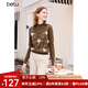 百圖betu女裝冬季新款毛衣時髦拼接兩件式寬松高領(lǐng)毛衫女2311T45 咖啡色 XS